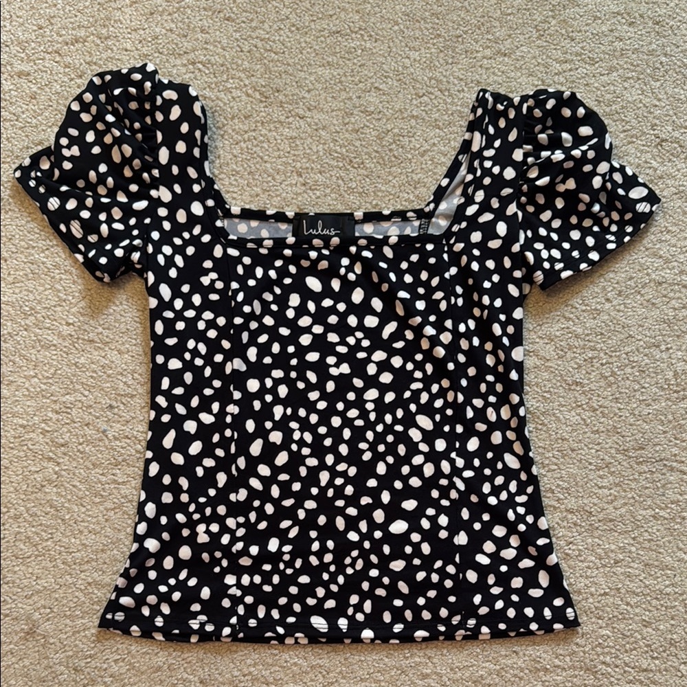 Lulu's Black and White Polka Dot Women's Top